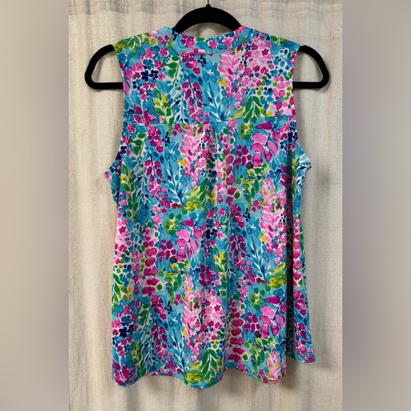 NWT, Dear Scarlett Pink and Blue Graphic Blouse Relaxed Fit - Picture 2 of 3